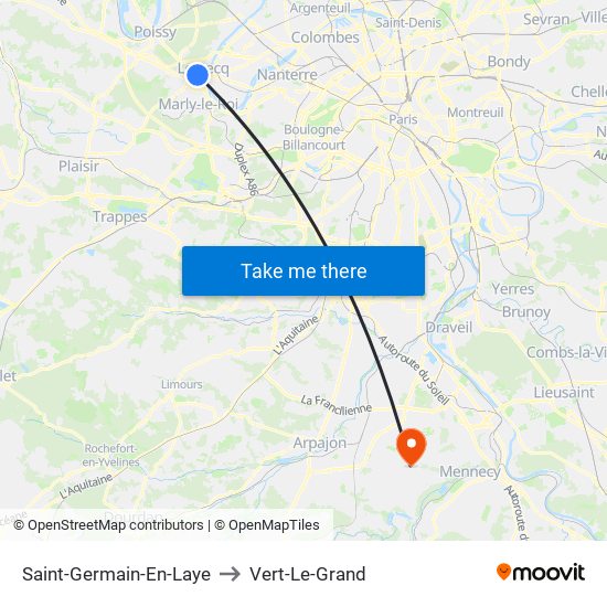 Saint-Germain-En-Laye to Vert-Le-Grand map