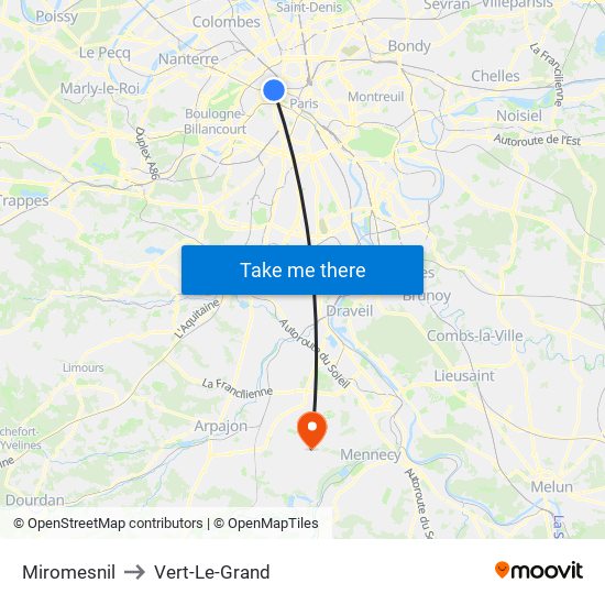 Miromesnil to Vert-Le-Grand map