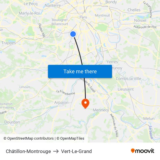 Châtillon-Montrouge to Vert-Le-Grand map