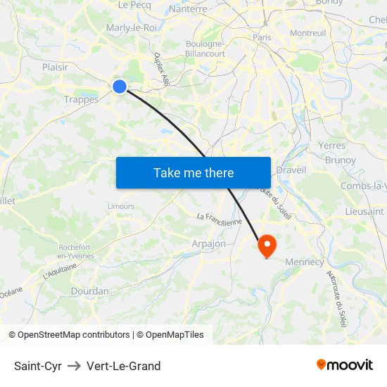 Saint-Cyr to Vert-Le-Grand map
