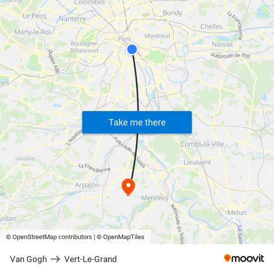 Van Gogh to Vert-Le-Grand map