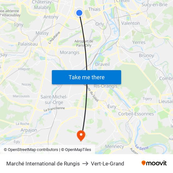 Marché International de Rungis to Vert-Le-Grand map
