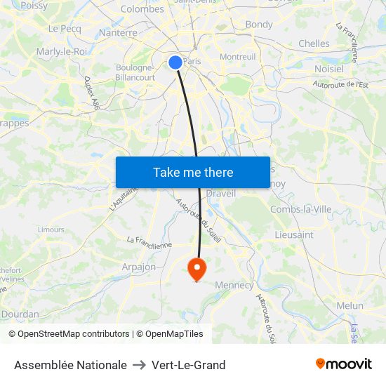 Assemblée Nationale to Vert-Le-Grand map