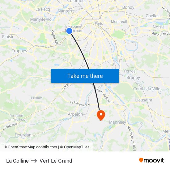 La Colline to Vert-Le-Grand map