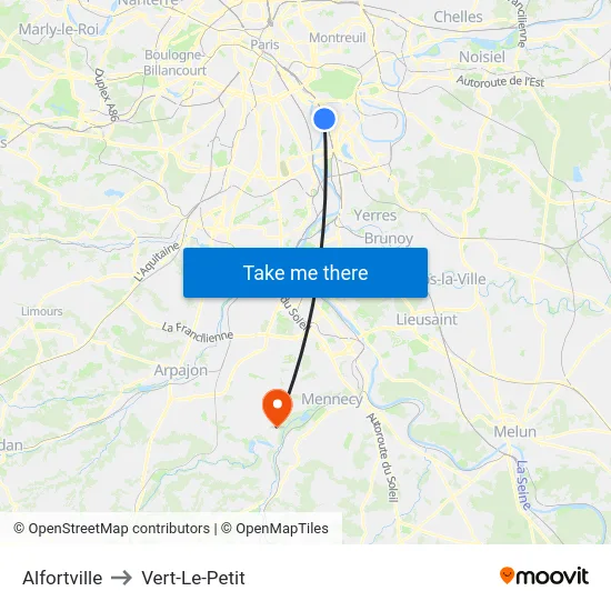 Alfortville to Vert-Le-Petit map