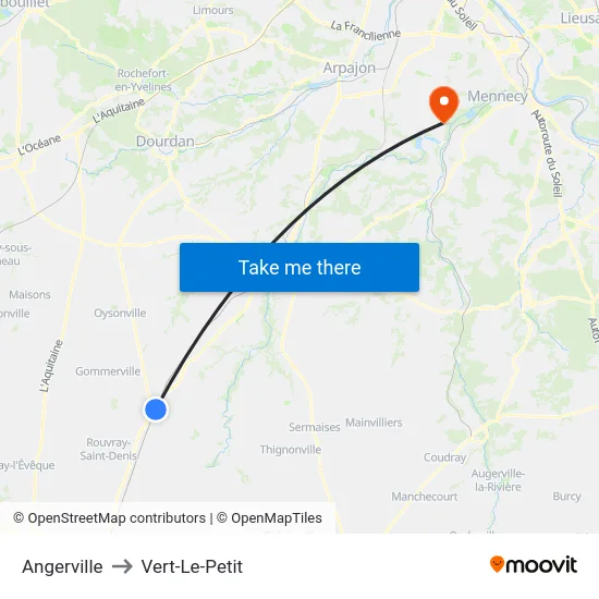 Angerville to Vert-Le-Petit map