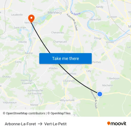 Arbonne-La-Foret to Vert-Le-Petit map