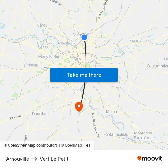 Arnouville to Vert-Le-Petit map