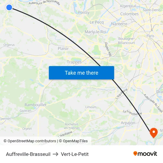 Auffreville-Brasseuil to Vert-Le-Petit map