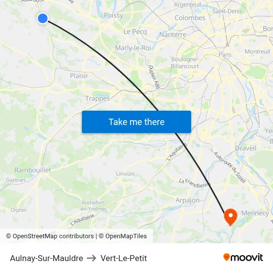 Aulnay-Sur-Mauldre to Vert-Le-Petit map