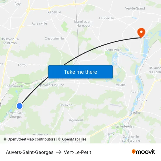 Auvers-Saint-Georges to Vert-Le-Petit map