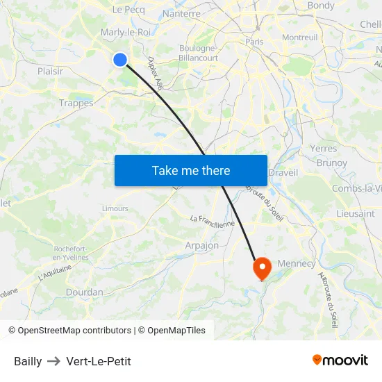 Bailly to Vert-Le-Petit map