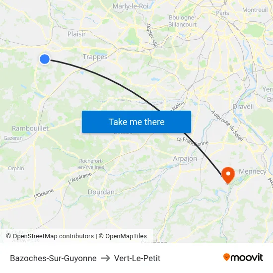 Bazoches-Sur-Guyonne to Vert-Le-Petit map
