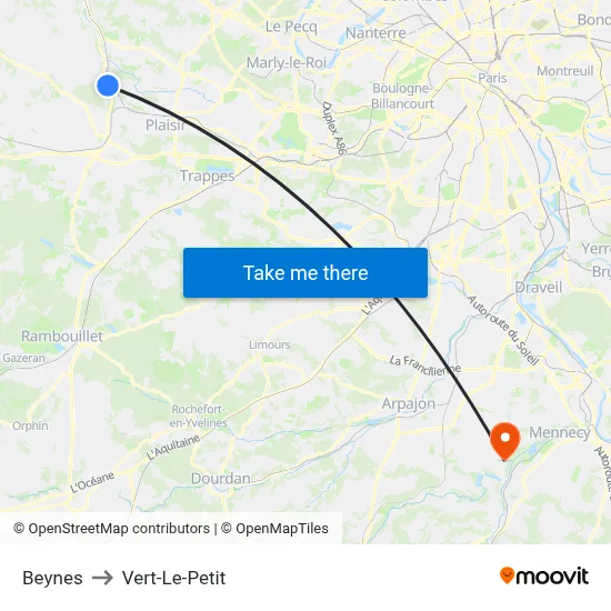 Beynes to Vert-Le-Petit map