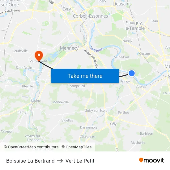 Boissise-La-Bertrand to Vert-Le-Petit map