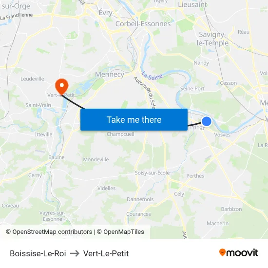 Boissise-Le-Roi to Vert-Le-Petit map