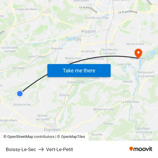 Boissy-Le-Sec to Vert-Le-Petit map