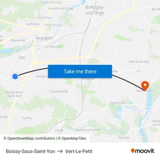 Boissy-Sous-Saint-Yon to Vert-Le-Petit map