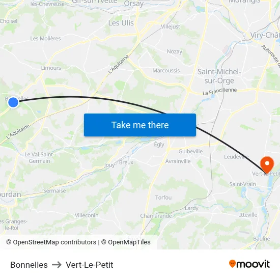 Bonnelles to Vert-Le-Petit map