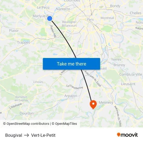 Bougival to Vert-Le-Petit map