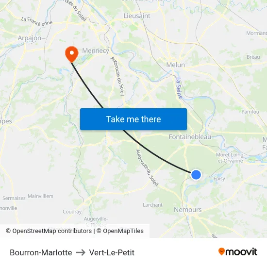 Bourron-Marlotte to Vert-Le-Petit map