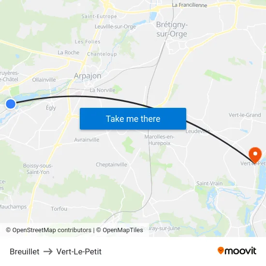 Breuillet to Vert-Le-Petit map