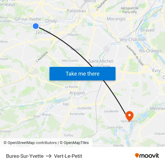 Bures-Sur-Yvette to Vert-Le-Petit map
