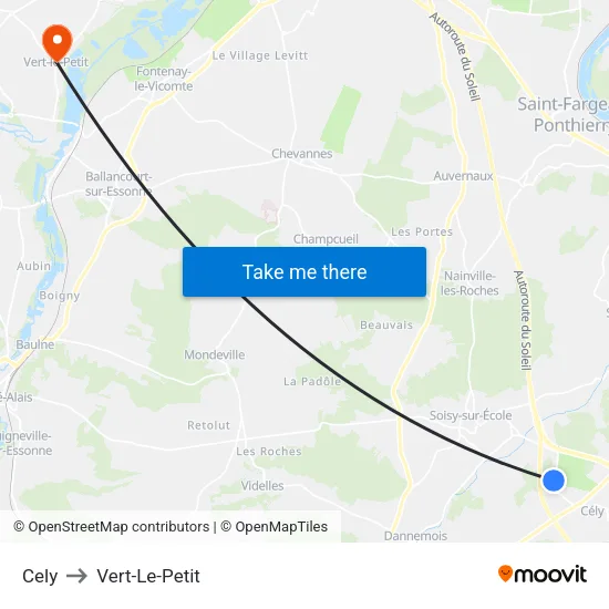 Cely to Vert-Le-Petit map