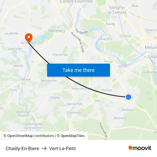 Chailly-En-Biere to Vert-Le-Petit map