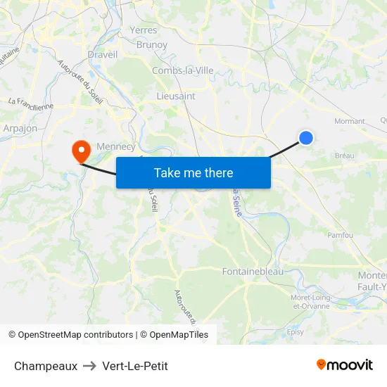 Champeaux to Vert-Le-Petit map