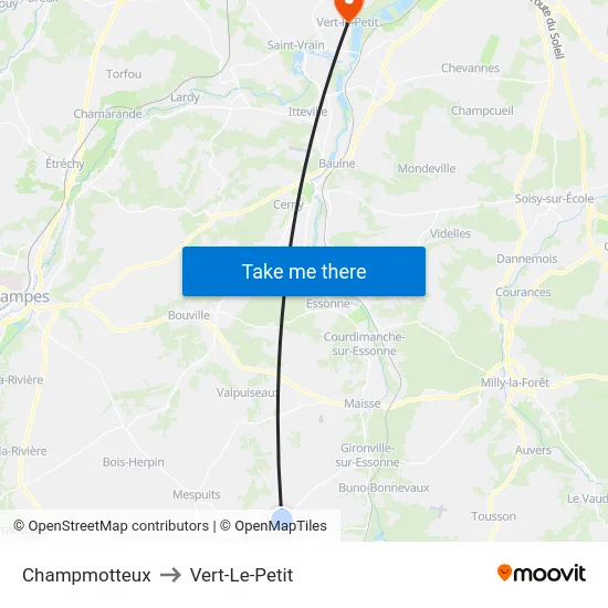 Champmotteux to Vert-Le-Petit map