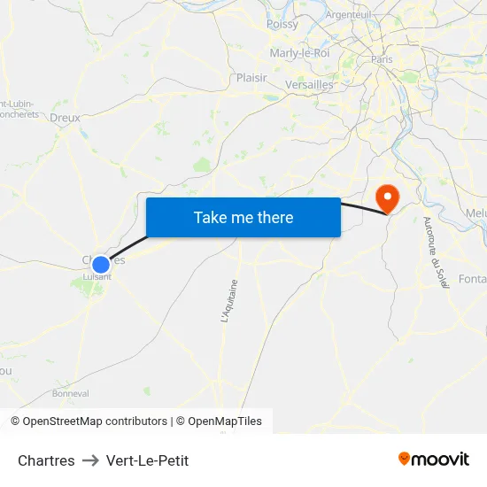 Chartres to Vert-Le-Petit map