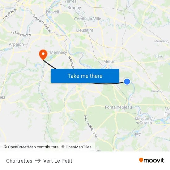 Chartrettes to Vert-Le-Petit map
