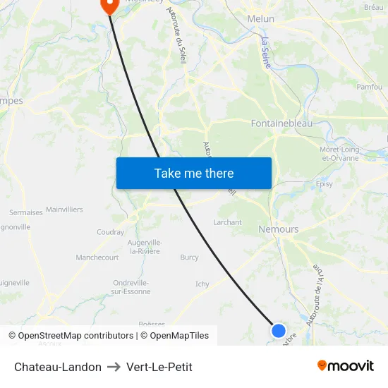 Chateau-Landon to Vert-Le-Petit map