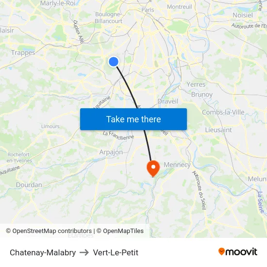 Chatenay-Malabry to Vert-Le-Petit map