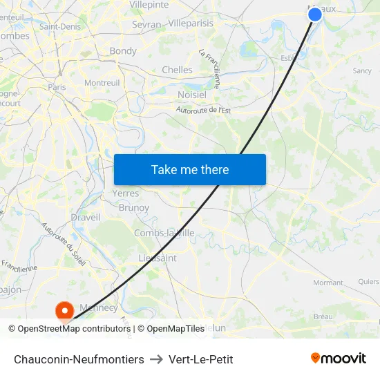 Chauconin-Neufmontiers to Vert-Le-Petit map