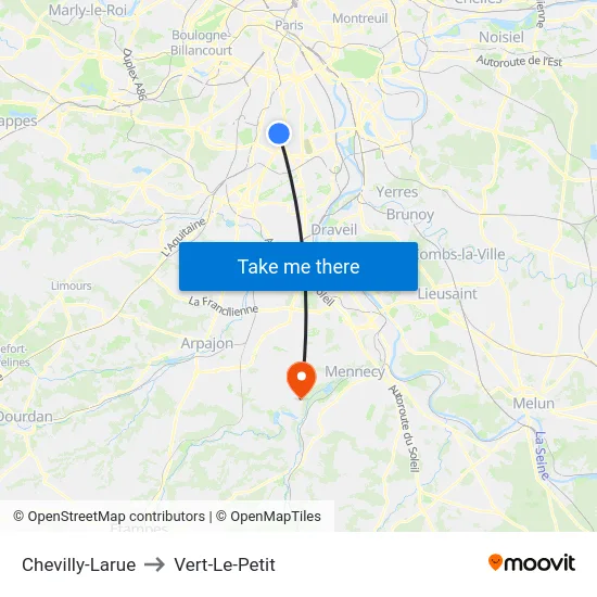 Chevilly-Larue to Vert-Le-Petit map