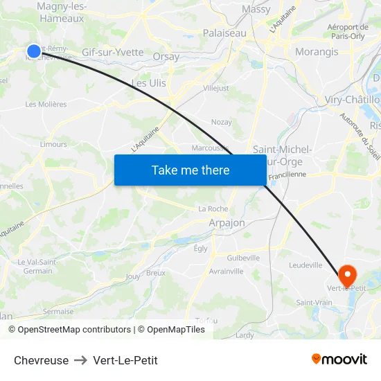 Chevreuse to Vert-Le-Petit map