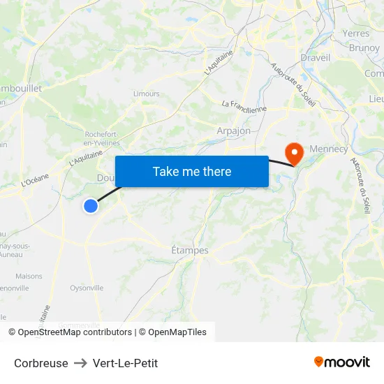 Corbreuse to Vert-Le-Petit map