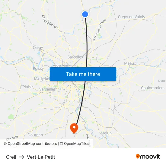 Creil to Vert-Le-Petit map