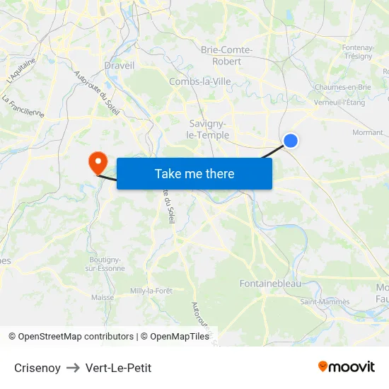 Crisenoy to Vert-Le-Petit map