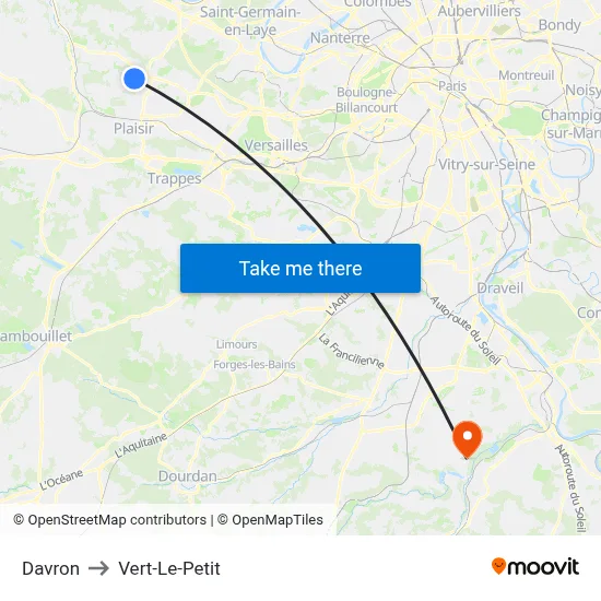 Davron to Vert-Le-Petit map