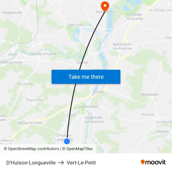 D'Huison-Longueville to Vert-Le-Petit map