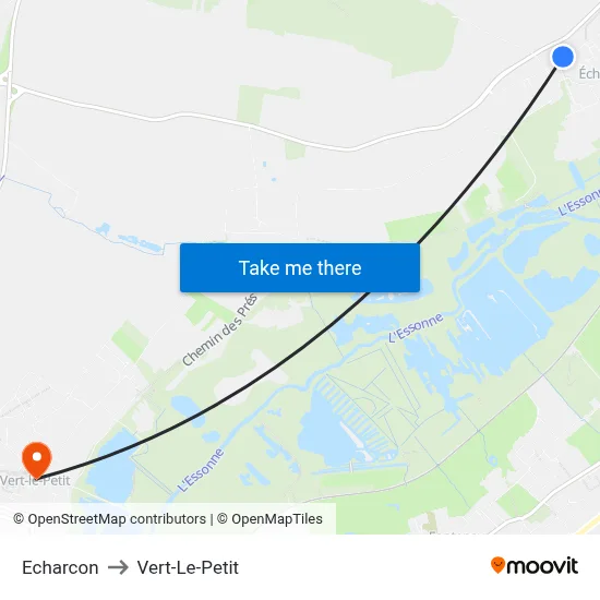 Echarcon to Vert-Le-Petit map