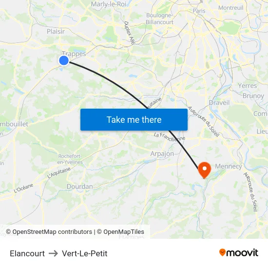 Elancourt to Vert-Le-Petit map