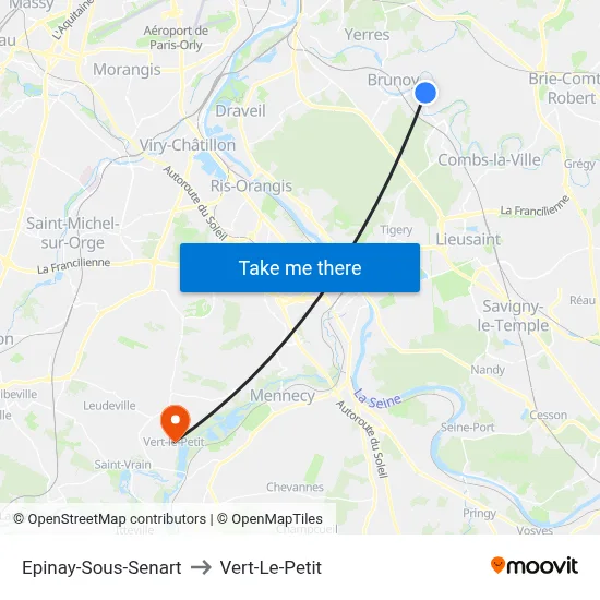 Epinay-Sous-Senart to Vert-Le-Petit map