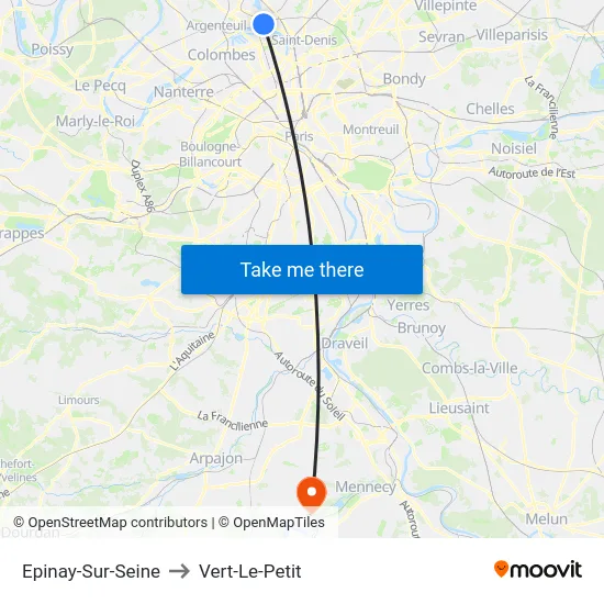 Epinay-Sur-Seine to Vert-Le-Petit map