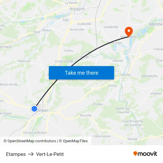 Etampes to Vert-Le-Petit map