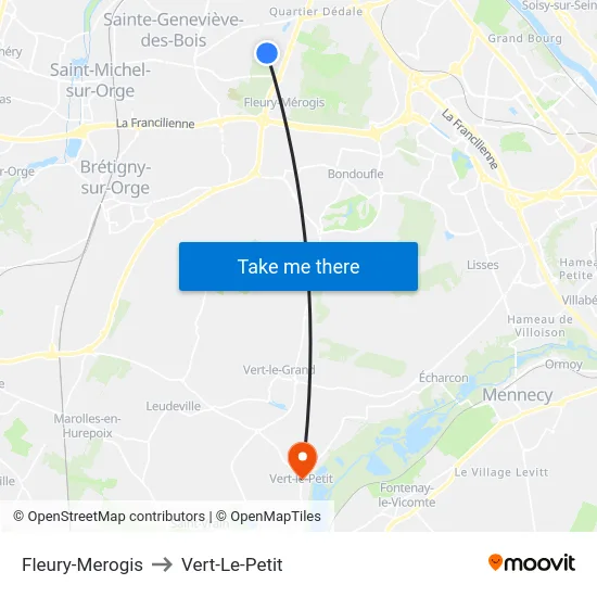 Fleury-Merogis to Vert-Le-Petit map