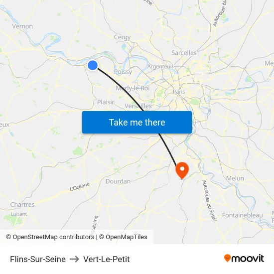 Flins-Sur-Seine to Vert-Le-Petit map